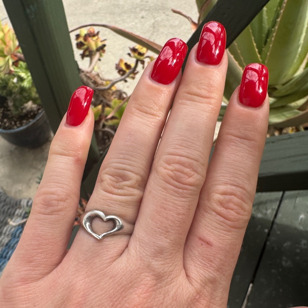 Vintage Sterling Silver Heart Ring Sz 6 3/4 - Picture 1 of 6